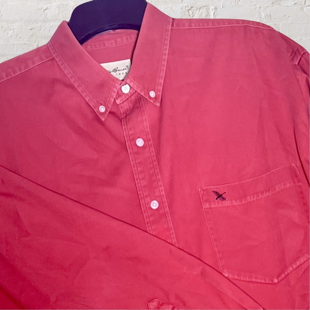 Vintage 90's Eddie Bauer Red Long Sleeve Button Down Shirt Size XL Pocket Rustic